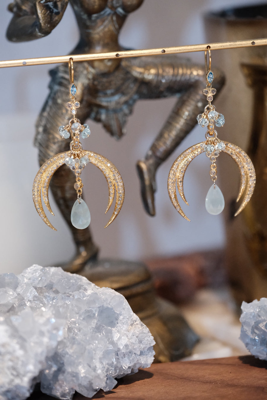 “Double Entendre” Double Crescent Diamond Pavé Earrings