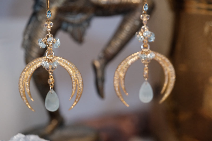 “Double Entendre” Double Crescent Diamond Pavé Earrings