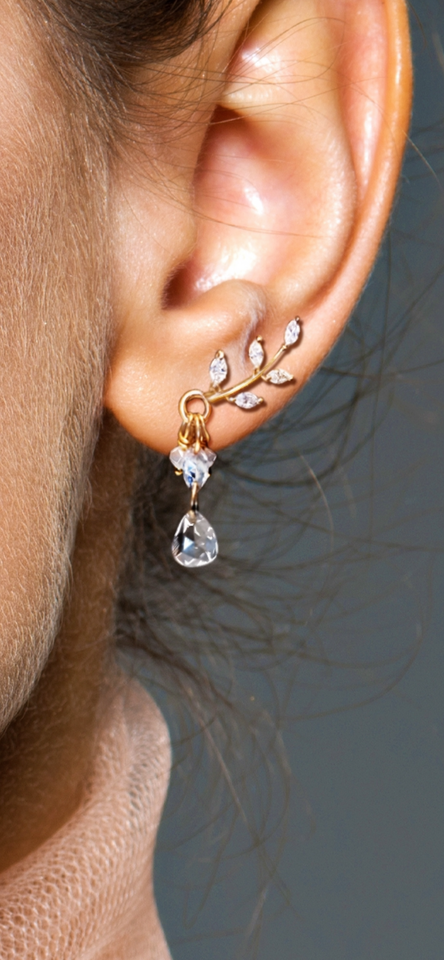 “Perpetual Peace” Diamond Olive Branch Earrings